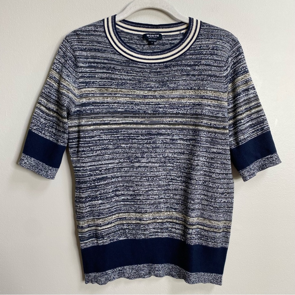 Worth New York Short Sleeve Space Dyed Knit Top Size Small
